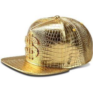 Hip Hop Hat Flat-Brimmed Hat Money Cap Adjustable Snapback Hat for Men and Women
